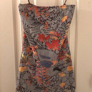 Volcom Strapless Dress Colorful Size S/P/10 Abstract Floral